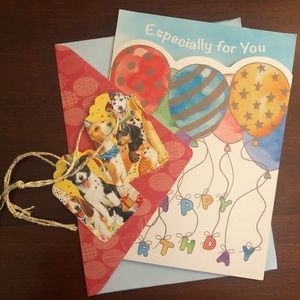 Birthday Card & Specially Designed Two Gift Tags & Envelope